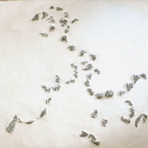 Infiniment petit 3 - 2011, bas relief sur toile, plâtre et terre cuite, 80 x 80 cm