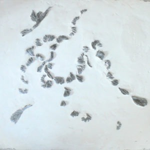 Infiniment petit 4 - 2011, bas relief sur toile, plâtre et terre cuite, 80 x 80 cm